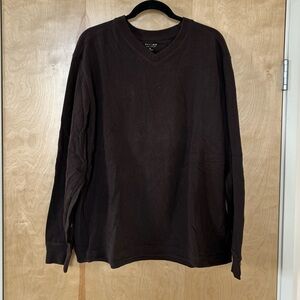 Men’s Sonoma Chocolate V-Neck Long Sleeve Top XL 100% cotton